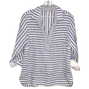 Hinson Wu Aileen 3/4 Sleeve Stripe Detailed Linen Shirt